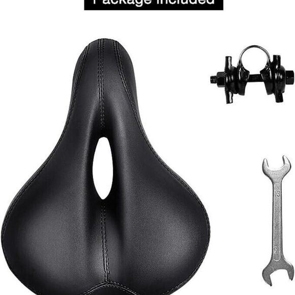 TONBUX Black Leather Dual Shock Absorbing Ball 10.6 x 8.2 in Bike Seat NS361 - Picture 4 of 7